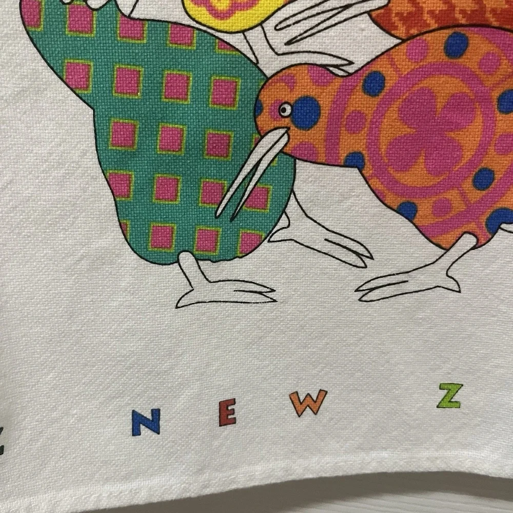 New‎ Zealand Kiwi Bird Tea Towel Colorful Kiwiana Wall Art Boho Decor Cotton